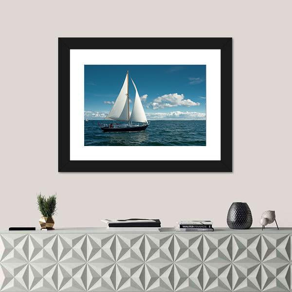 Sailing Boat On The Sea Canvas Wall Art-5 Horizontal-Gallery Wrap-22" x 12"-Tiaracle
