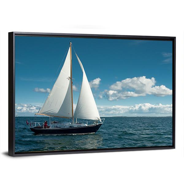 Sailing Boat On The Sea Canvas Wall Art-5 Horizontal-Gallery Wrap-22" x 12"-Tiaracle