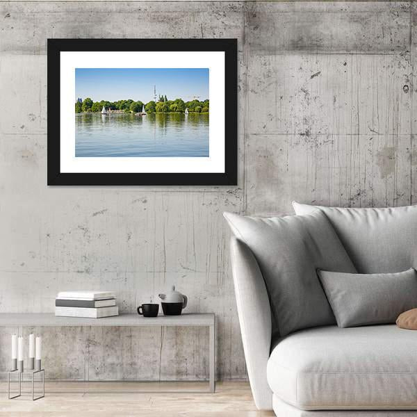 Sailing Boats With People On Alster Lake Canvas Wall Art-3 Horizontal-Gallery Wrap-25" x 16"-Tiaracle