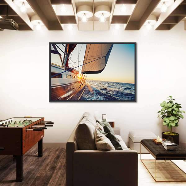 Sailing Into The Sunset Canvas Wall Art-3 Horizontal-Gallery Wrap-25" x 16"-Tiaracle