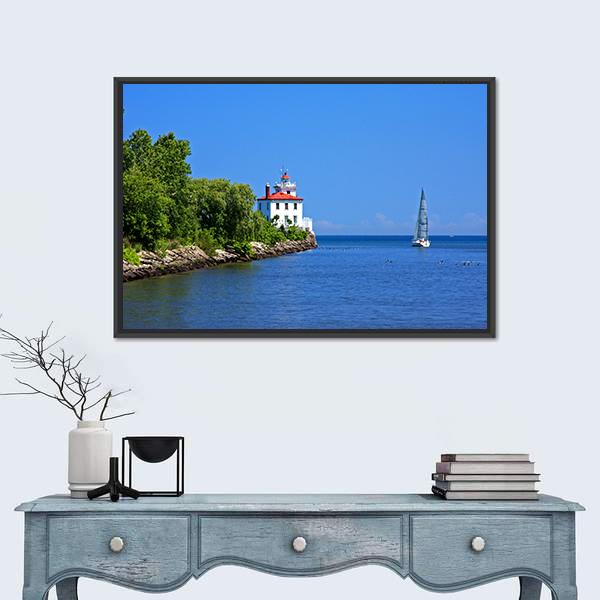 Sailing Lake Erie Canvas Wall Art-1 Piece-Floating Frame-24" x 16"-Tiaracle