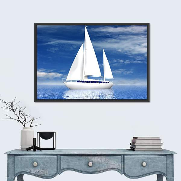 Sailing Luxury Yacht Canvas Wall Art-1 Piece-Floating Frame-24" x 16"-Tiaracle