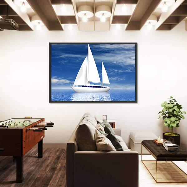 Sailing Luxury Yacht Canvas Wall Art-3 Horizontal-Gallery Wrap-25" x 16"-Tiaracle