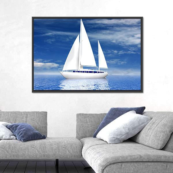 Sailing Luxury Yacht Canvas Wall Art-3 Horizontal-Gallery Wrap-25" x 16"-Tiaracle