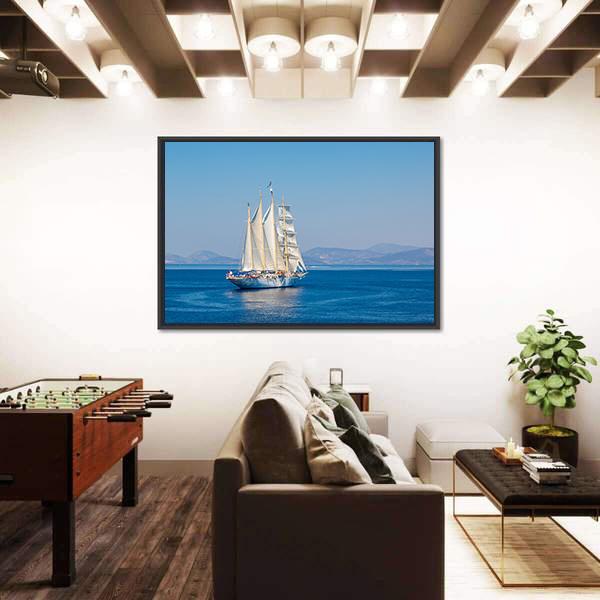 Sailing Ship In A Beautiful Summer Day Canvas Wall Art-5 Horizontal-Gallery Wrap-22" x 12"-Tiaracle