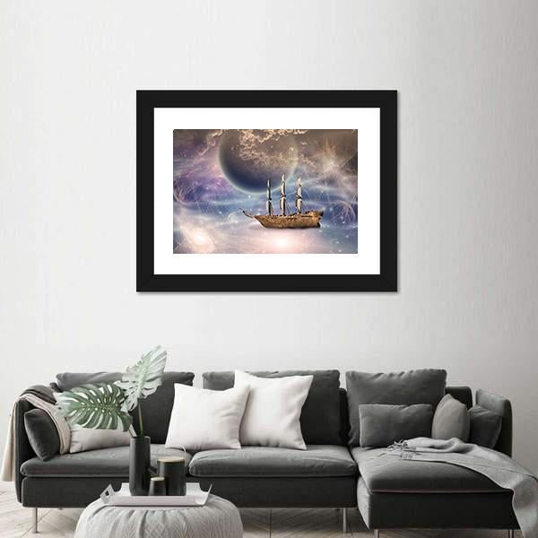 Sailing Ship With Full Sails Canvas Wall Art-1 Piece-Framed Print-20" x 16"-Tiaracle