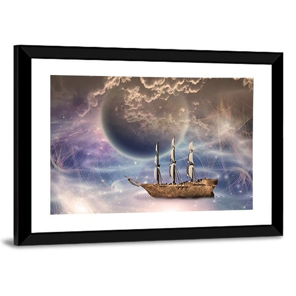 Sailing Ship With Full Sails Canvas Wall Art-5 Horizontal-Gallery Wrap-22" x 12"-Tiaracle