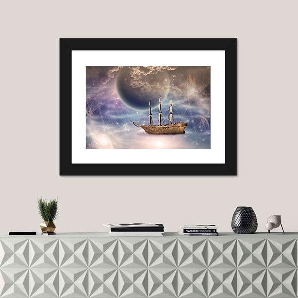Sailing Ship With Full Sails Canvas Wall Art-5 Horizontal-Gallery Wrap-22" x 12"-Tiaracle