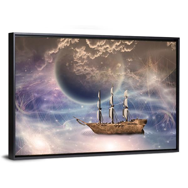 Sailing Ship With Full Sails Canvas Wall Art-5 Horizontal-Gallery Wrap-22" x 12"-Tiaracle