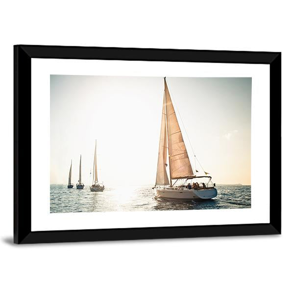 Sailing Ship Yachts Canvas Wall Art-5 Horizontal-Gallery Wrap-22" x 12"-Tiaracle
