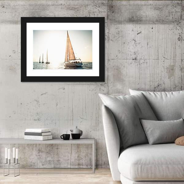 Sailing Ship Yachts Canvas Wall Art-5 Horizontal-Gallery Wrap-22" x 12"-Tiaracle