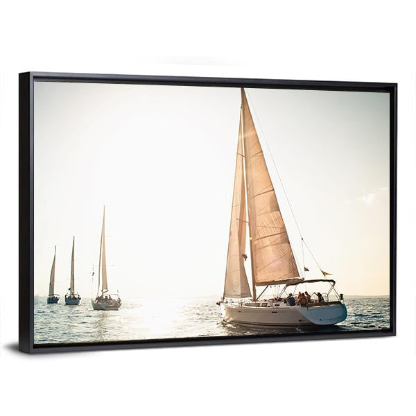 Sailing Ship Yachts Canvas Wall Art-5 Horizontal-Gallery Wrap-22" x 12"-Tiaracle