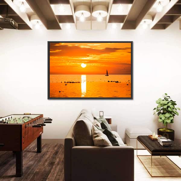 Sailing Ship Yachts In The Sea Canvas Wall Art-3 Horizontal-Gallery Wrap-25" x 16"-Tiaracle