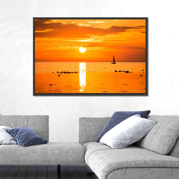 Sailing Ship Yachts In The Sea Canvas Wall Art-3 Horizontal-Gallery Wrap-25" x 16"-Tiaracle