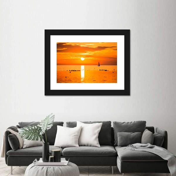 Sailing Ship Yachts In The Sea Canvas Wall Art-3 Horizontal-Gallery Wrap-25" x 16"-Tiaracle