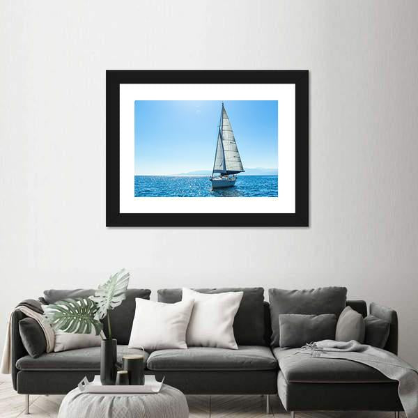Sailing Ship Yachts With White Sails In The Open Sea Canvas Wall Art-5 Horizontal-Gallery Wrap-22" x 12"-Tiaracle
