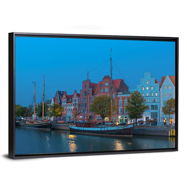 Sailing Ships On The Untertrave River Canvas Wall Art-3 Horizontal-Gallery Wrap-25" x 16"-Tiaracle