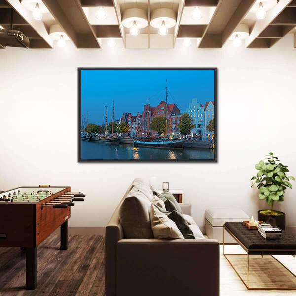Sailing Ships On The Untertrave River Canvas Wall Art-3 Horizontal-Gallery Wrap-25" x 16"-Tiaracle