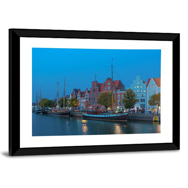 Sailing Ships On The Untertrave River Canvas Wall Art-3 Horizontal-Gallery Wrap-25" x 16"-Tiaracle