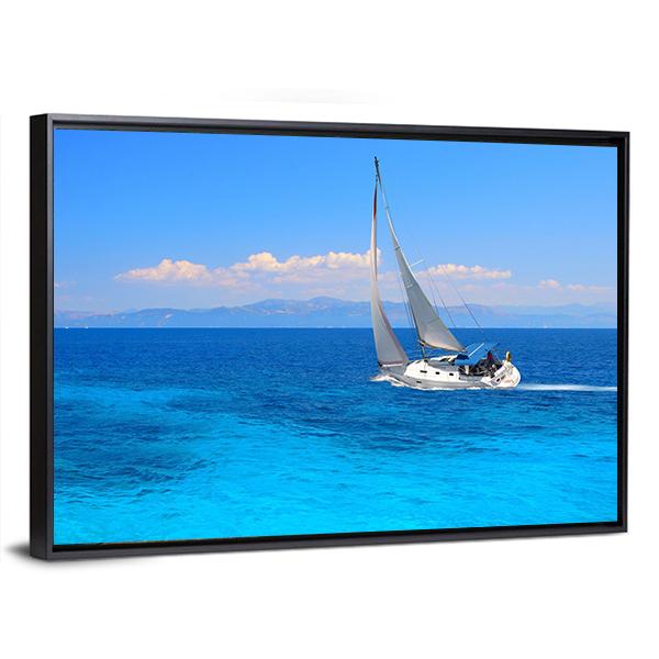 Sailing Yacht In The Lonian Sea Canvas Wall Art-3 Horizontal-Gallery Wrap-25" x 16"-Tiaracle