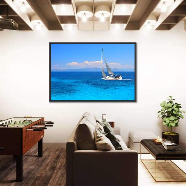 Sailing Yacht In The Lonian Sea Canvas Wall Art-3 Horizontal-Gallery Wrap-25" x 16"-Tiaracle