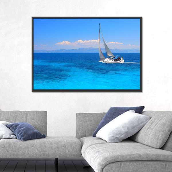 Sailing Yacht In The Lonian Sea Canvas Wall Art-3 Horizontal-Gallery Wrap-25" x 16"-Tiaracle