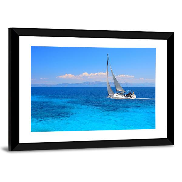 Sailing Yacht In The Lonian Sea Canvas Wall Art-3 Horizontal-Gallery Wrap-25" x 16"-Tiaracle