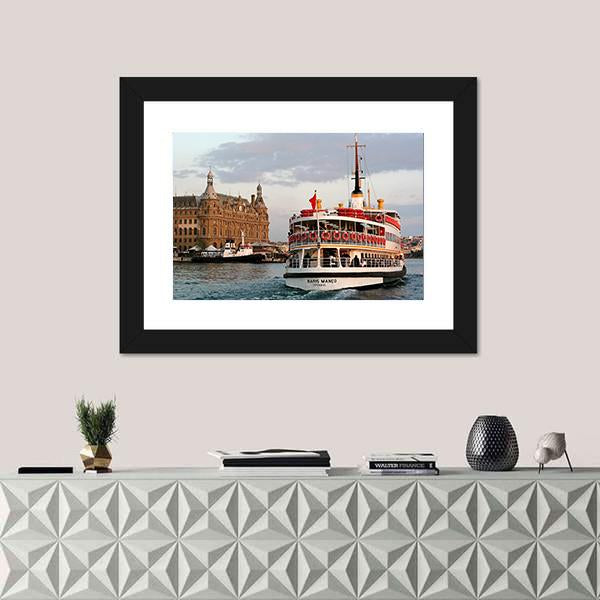 Sails In To Haydarpasa In Istanbul Canvas Wall Art-1 Piece-Framed Print-20" x 16"-Tiaracle