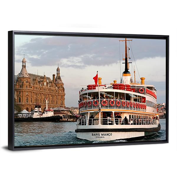 Sails In To Haydarpasa In Istanbul Canvas Wall Art-3 Horizontal-Gallery Wrap-25" x 16"-Tiaracle