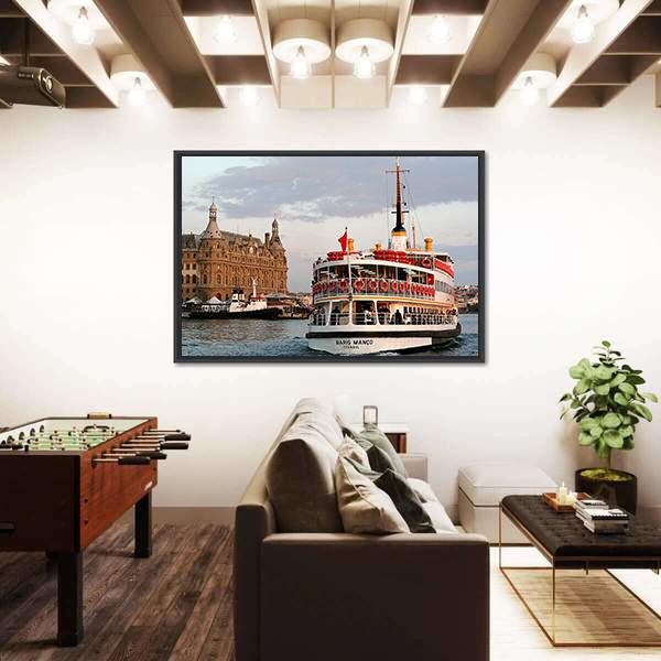 Sails In To Haydarpasa In Istanbul Canvas Wall Art-3 Horizontal-Gallery Wrap-25" x 16"-Tiaracle
