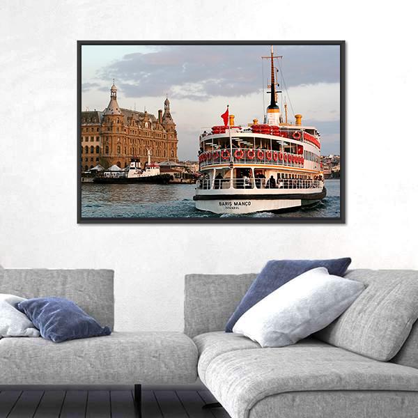 Sails In To Haydarpasa In Istanbul Canvas Wall Art-3 Horizontal-Gallery Wrap-25" x 16"-Tiaracle