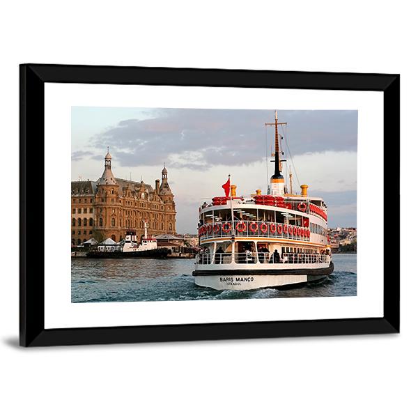 Sails In To Haydarpasa In Istanbul Canvas Wall Art-3 Horizontal-Gallery Wrap-25" x 16"-Tiaracle