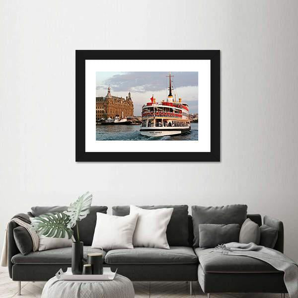 Sails In To Haydarpasa In Istanbul Canvas Wall Art-3 Horizontal-Gallery Wrap-25" x 16"-Tiaracle