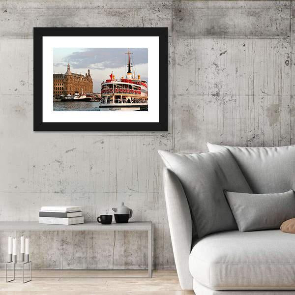 Sails In To Haydarpasa In Istanbul Canvas Wall Art-3 Horizontal-Gallery Wrap-25" x 16"-Tiaracle