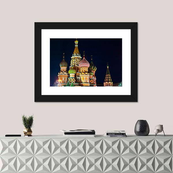 Saint Basil s Cathedral In Moscow Canvas Wall Art-1 Piece-Framed Print-20" x 16"-Tiaracle