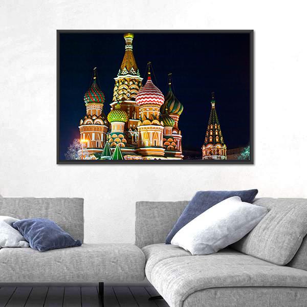 Saint Basil s Cathedral In Moscow Canvas Wall Art-3 Horizontal-Gallery Wrap-25" x 16"-Tiaracle