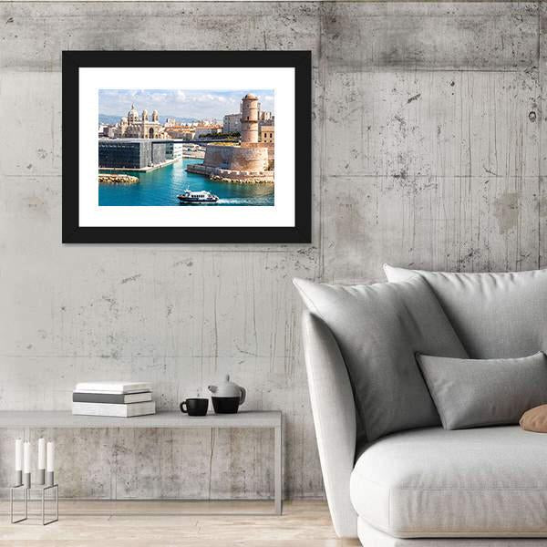 Saint Jean Castle And Cathedral De La Major Canvas Wall Art-5 Horizontal-Gallery Wrap-22" x 12"-Tiaracle