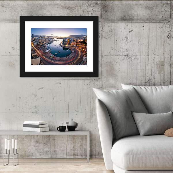 Saint Julien And Spinola Bay At Dawn Malta Canvas Wall Art-5 Horizontal-Gallery Wrap-22" x 12"-Tiaracle