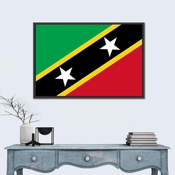 Saint Kitts And Nevis Flag Canvas Wall Art-1 Piece-Floating Frame-36" x 24"-Tiaracle