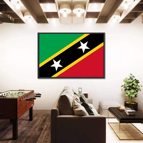 Saint Kitts And Nevis Flag Canvas Wall Art-5 Horizontal-Gallery Wrap-22" x 12"-Tiaracle