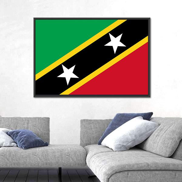 Saint Kitts And Nevis Flag Canvas Wall Art-5 Horizontal-Gallery Wrap-22" x 12"-Tiaracle