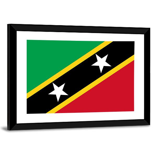 Saint Kitts And Nevis Flag Canvas Wall Art-5 Horizontal-Gallery Wrap-22" x 12"-Tiaracle
