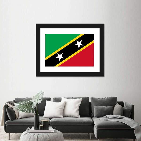 Saint Kitts And Nevis Flag Canvas Wall Art-5 Horizontal-Gallery Wrap-22" x 12"-Tiaracle