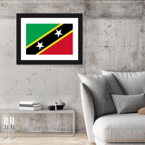Saint Kitts And Nevis Flag Canvas Wall Art-5 Horizontal-Gallery Wrap-22" x 12"-Tiaracle