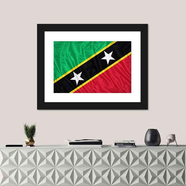Saint Kitts &amp; Nevis Flag Canvas Wall Art-1 Piece-Framed Print-20" x 16"-Tiaracle