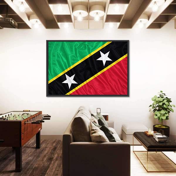 Saint Kitts & Nevis Flag Canvas Wall Art-5 Horizontal-Gallery Wrap-22" x 12"-Tiaracle