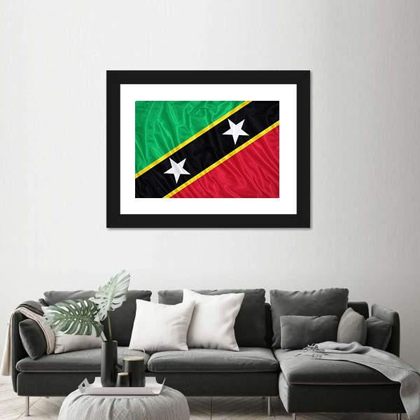 Saint Kitts & Nevis Flag Canvas Wall Art-5 Horizontal-Gallery Wrap-22" x 12"-Tiaracle