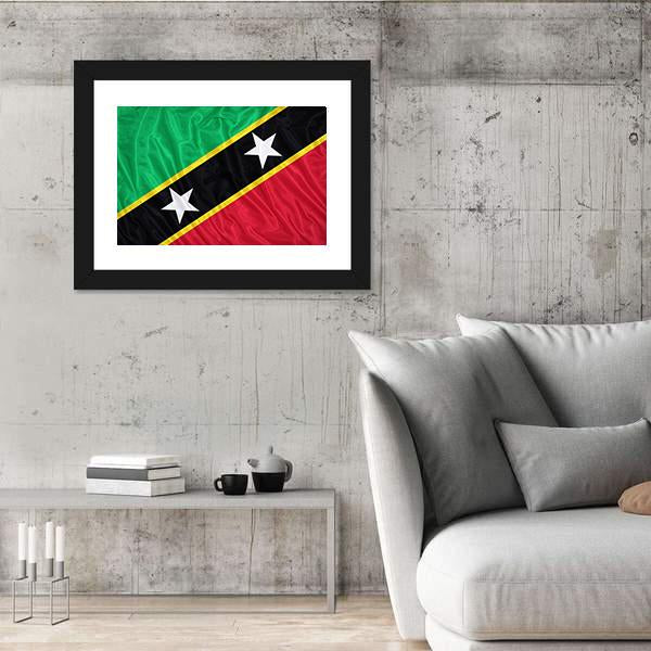 Saint Kitts & Nevis Flag Canvas Wall Art-5 Horizontal-Gallery Wrap-22" x 12"-Tiaracle
