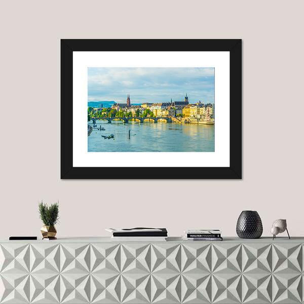Saint Martin Church In Switzerland Canvas Wall Art-1 Piece-Framed Print-20" x 16"-Tiaracle