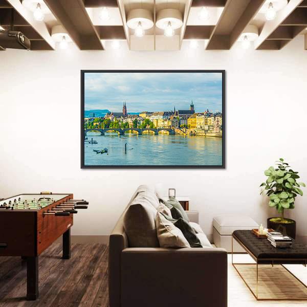 Saint Martin Church In Switzerland Canvas Wall Art-3 Horizontal-Gallery Wrap-25" x 16"-Tiaracle